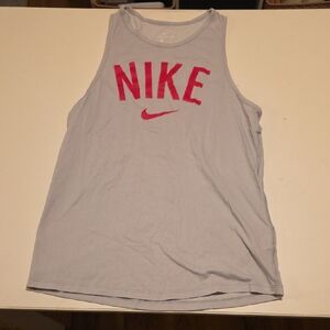 Nike Light Gray Tank with Vibrant Pink Logo